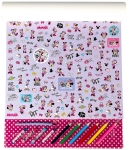 Голям Комплект Мини Маус, Minnie Mouse за Вълшебно Рисуване с 20 Листа за Оцветяване, 3 Страници за Рисуване с Вода, 4 Пастела, 6 Молива, Стикери и Ч